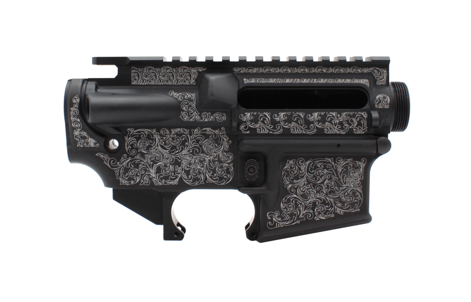 Scrolling Scroll Engraved 80% Lower and Upper Receiver AR15 Set – Laser ...